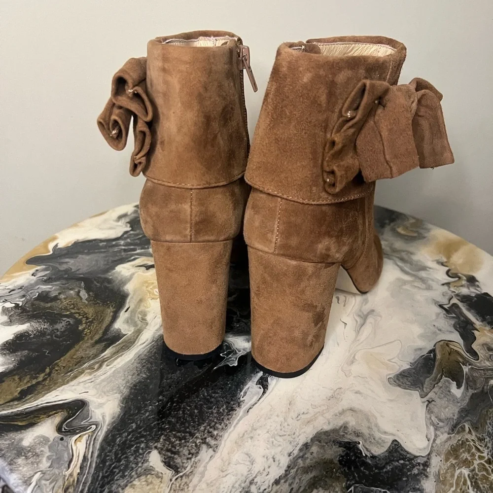 Kate Spade New York Brown Suede Ankle Booties with Bow